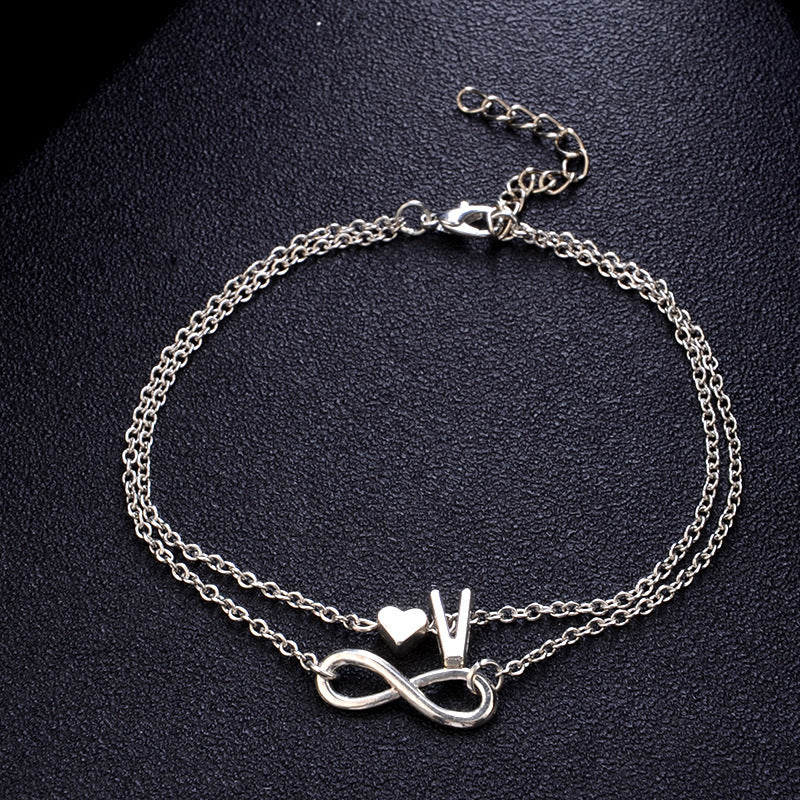Heart-Shaped Alloy Anklet for Women European Style Fashion Jewelry