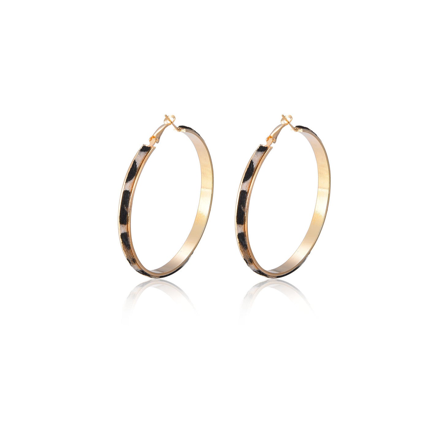 Bohemian Leopard Print Geometric Round Earrings for Women Plated Alloy