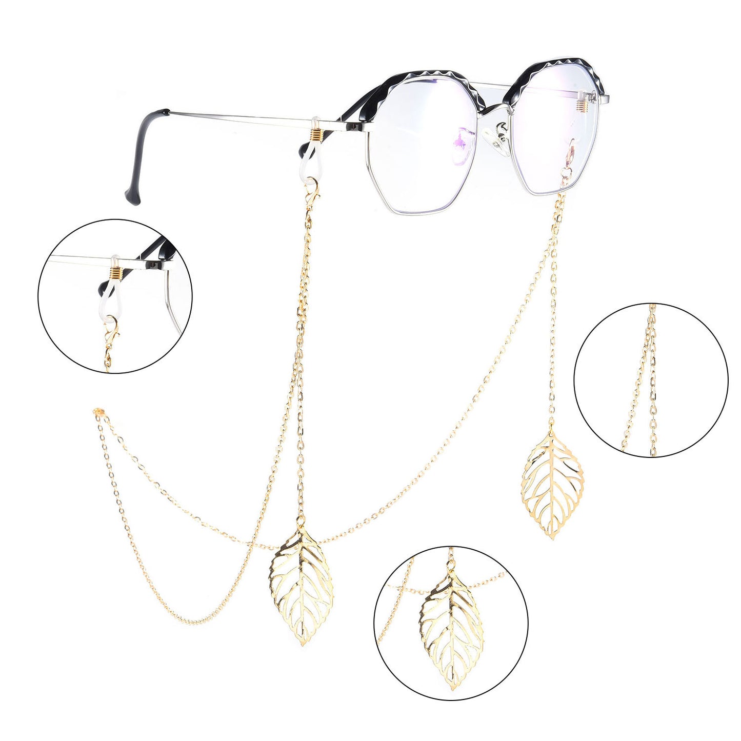 Elegant Leaf and Mask Pendant Alloy Eyeglass Chain for Women