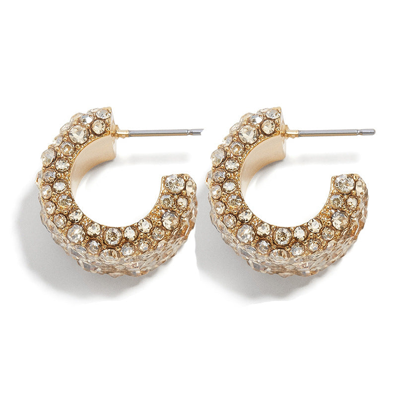 Orecchini Unisex a U in Lega Placcata con Strass Arcobaleno