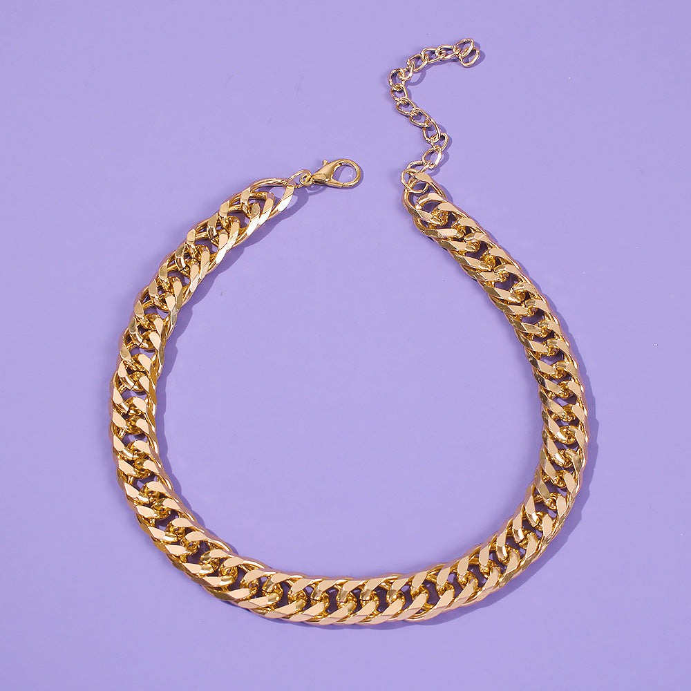 Collar de aro retorcido de metal de estilo europeo grande, gargantilla gruesa corta