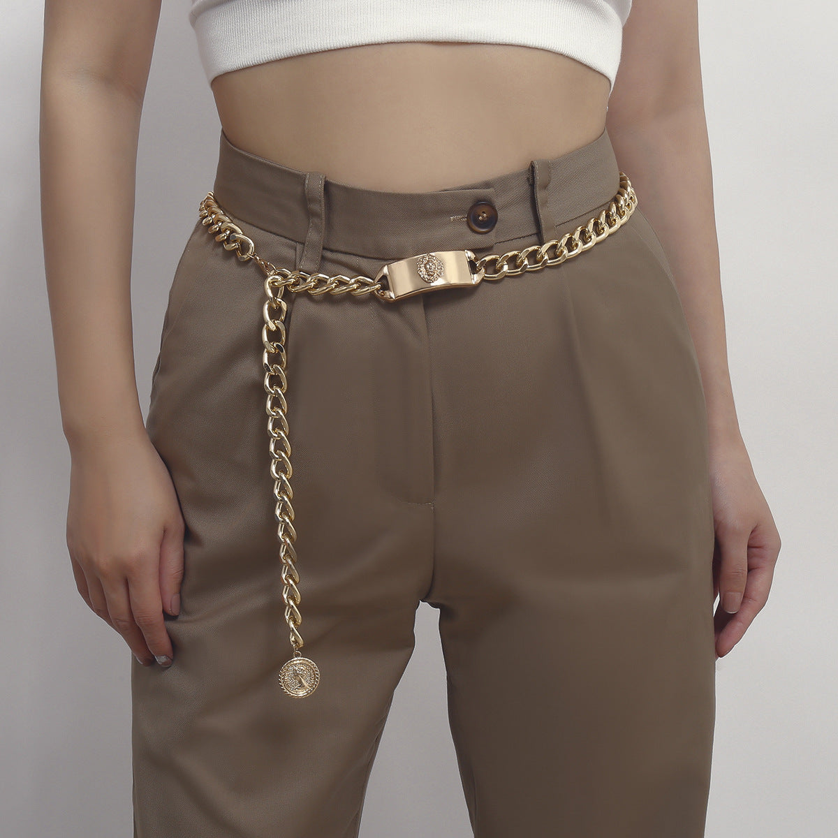 Vintage Punk Geometric Tassel Metal Body Chain Waist Chain for Women