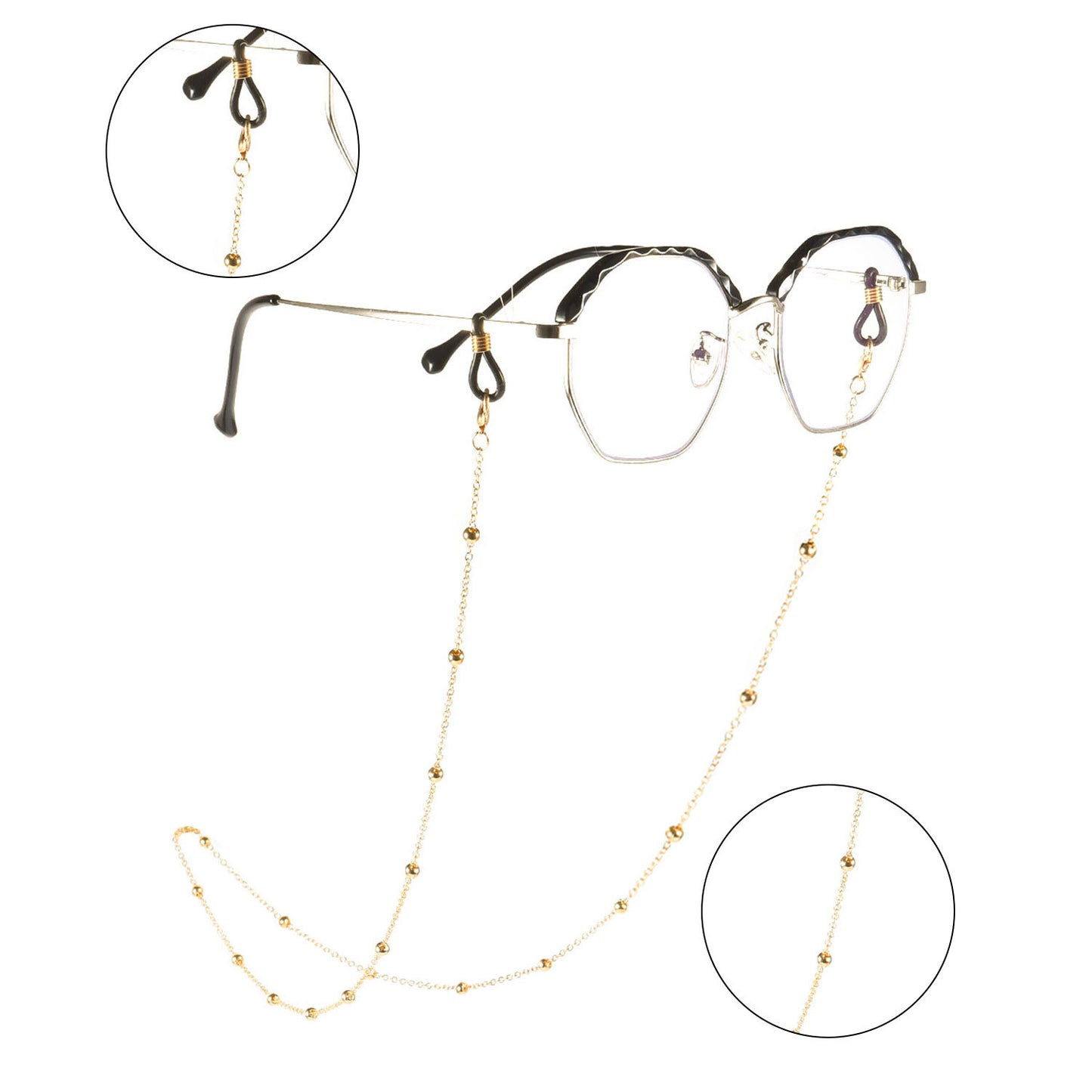 Round Bead Ball Chain Alloy Eyewear Mask Chain for Women