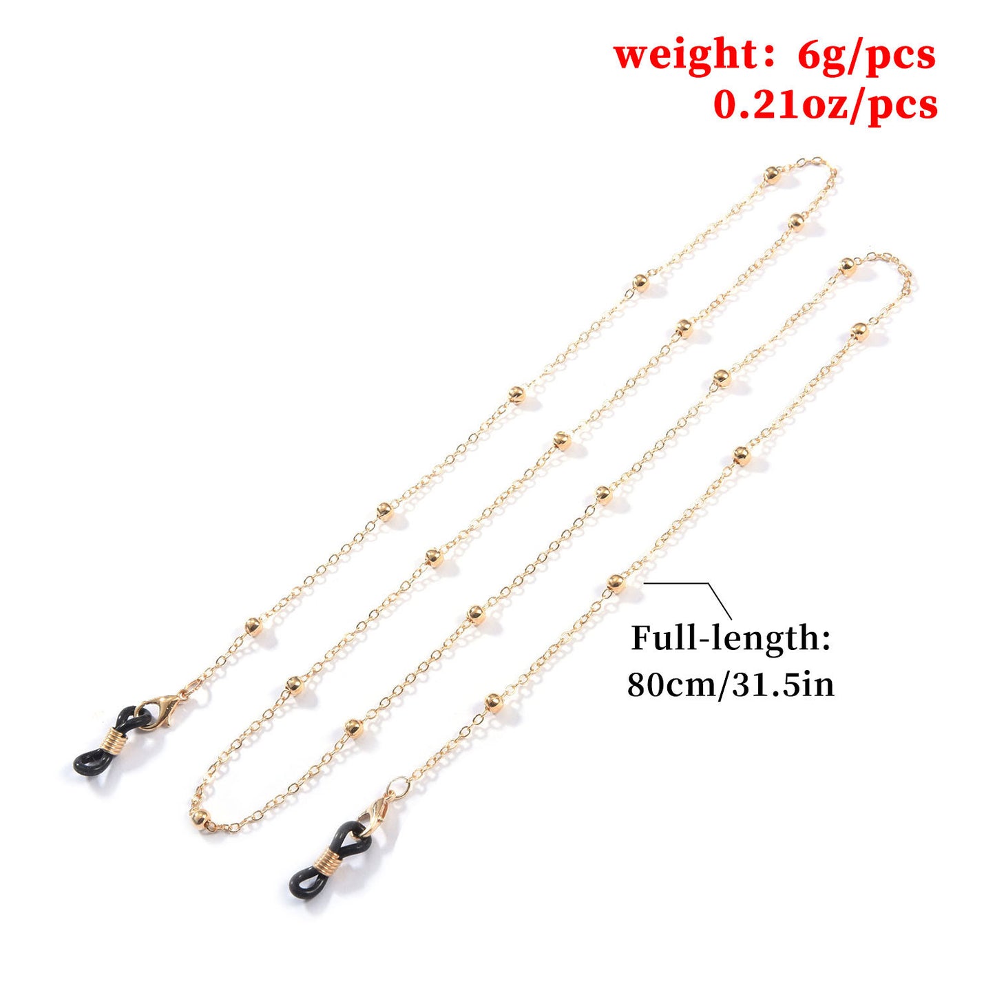 Round Bead Ball Chain Alloy Eyewear Mask Chain for Women