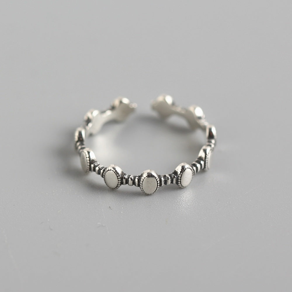Geometric Round Polished 925 Sterling Silver Ring for Women