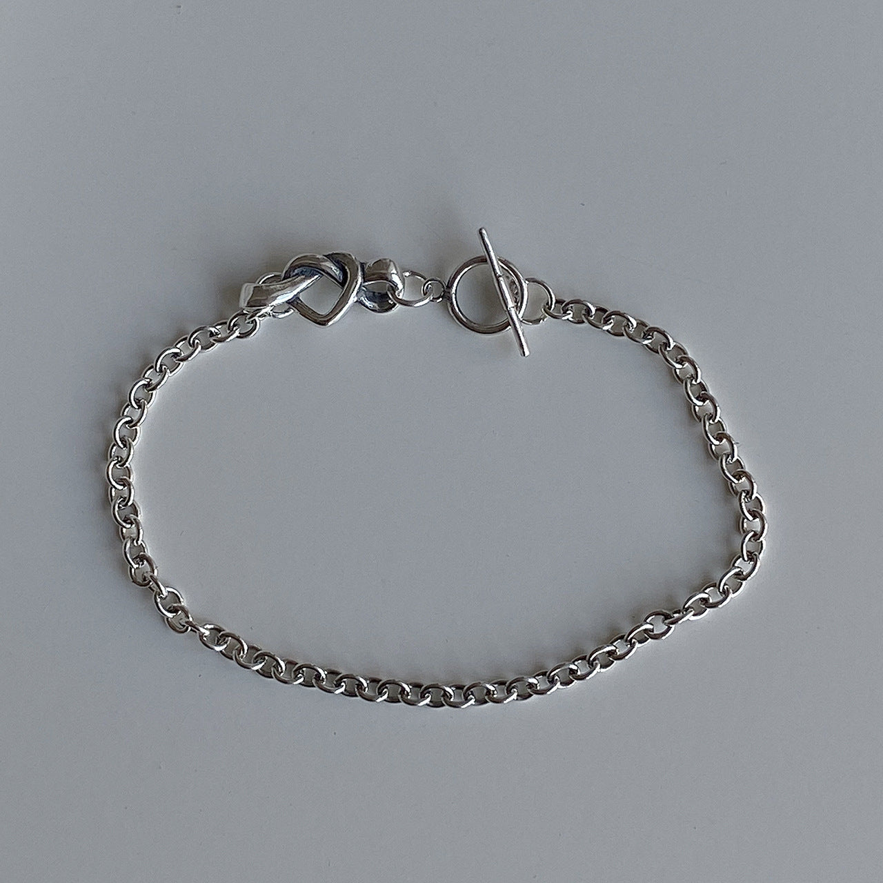Minimalist 925 Sterling Silver Geometric Heart Knot Bracelet for Women