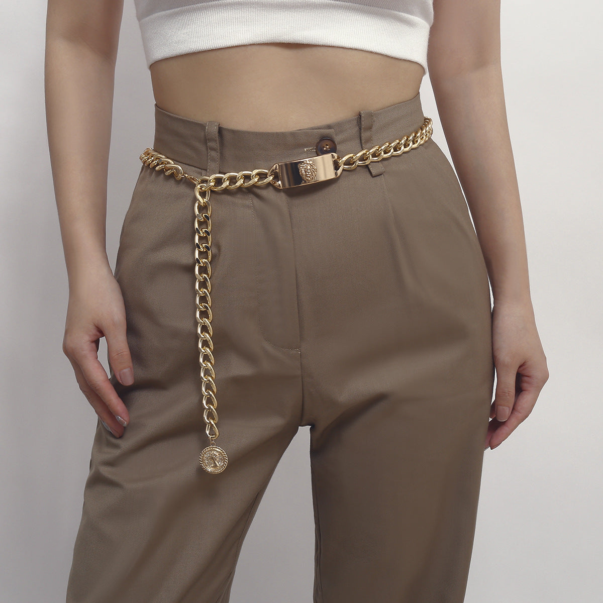 Vintage Punk Geometric Tassel Metal Body Chain Waist Chain for Women