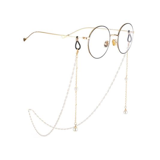 Elegant Alloy Rice Pearl Chain Eyeglass Holder for Women