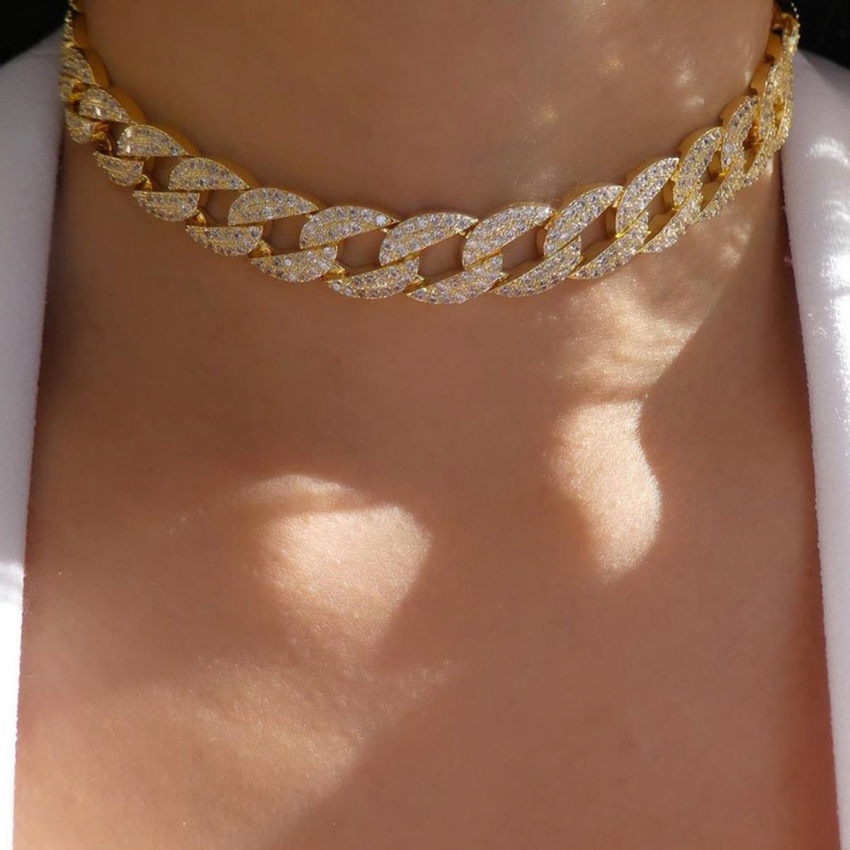Collana a Catena a Cavo in Lega Geometrica Minimalista Punk da Donna, Gioielli Placcati, Pezzo Accattivante di Tendenza