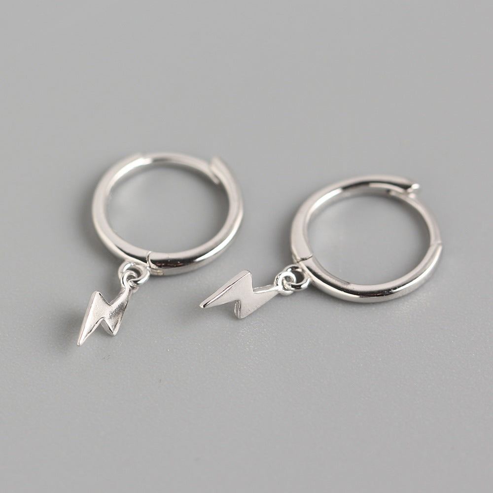 Orecchini a forma di fulmine lucidi, minimalistici e dolci, in argento sterling 925, da donna