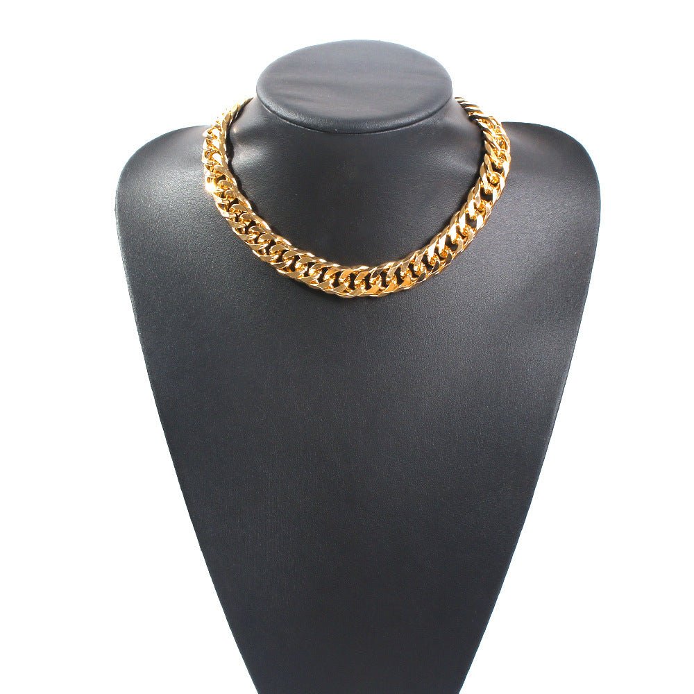 Collar de aro retorcido de metal de estilo europeo grande, gargantilla gruesa corta