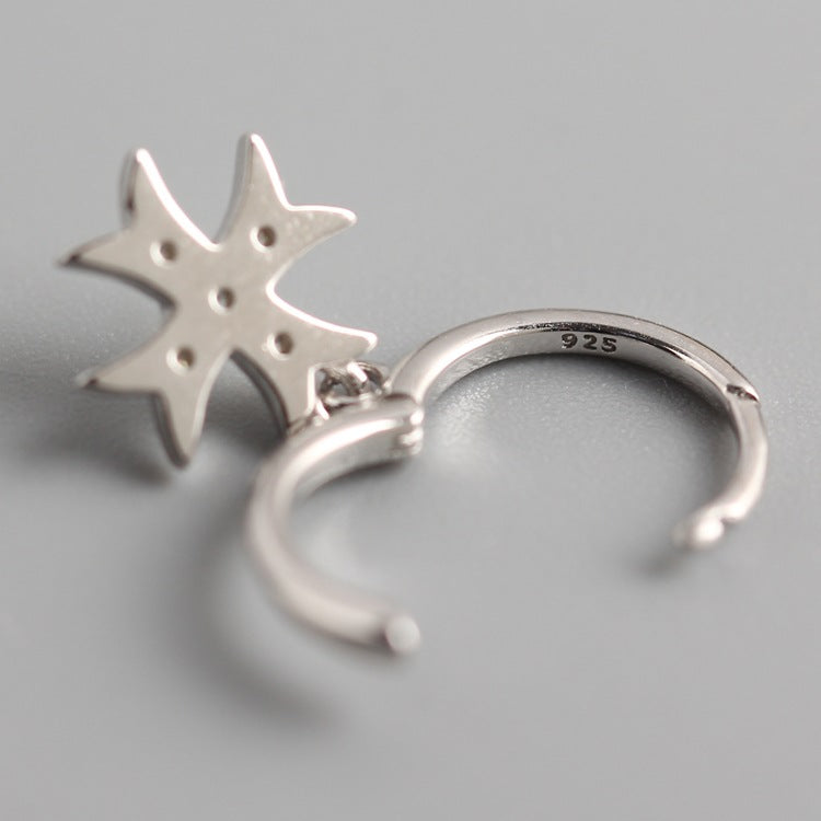 Orecchini di lusso con croce in argento sterling 925 e diamanti