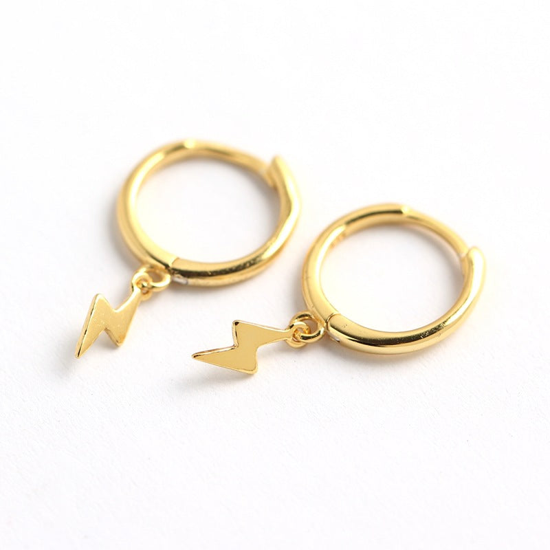 Orecchini a forma di fulmine lucidi, minimalistici e dolci, in argento sterling 925, da donna