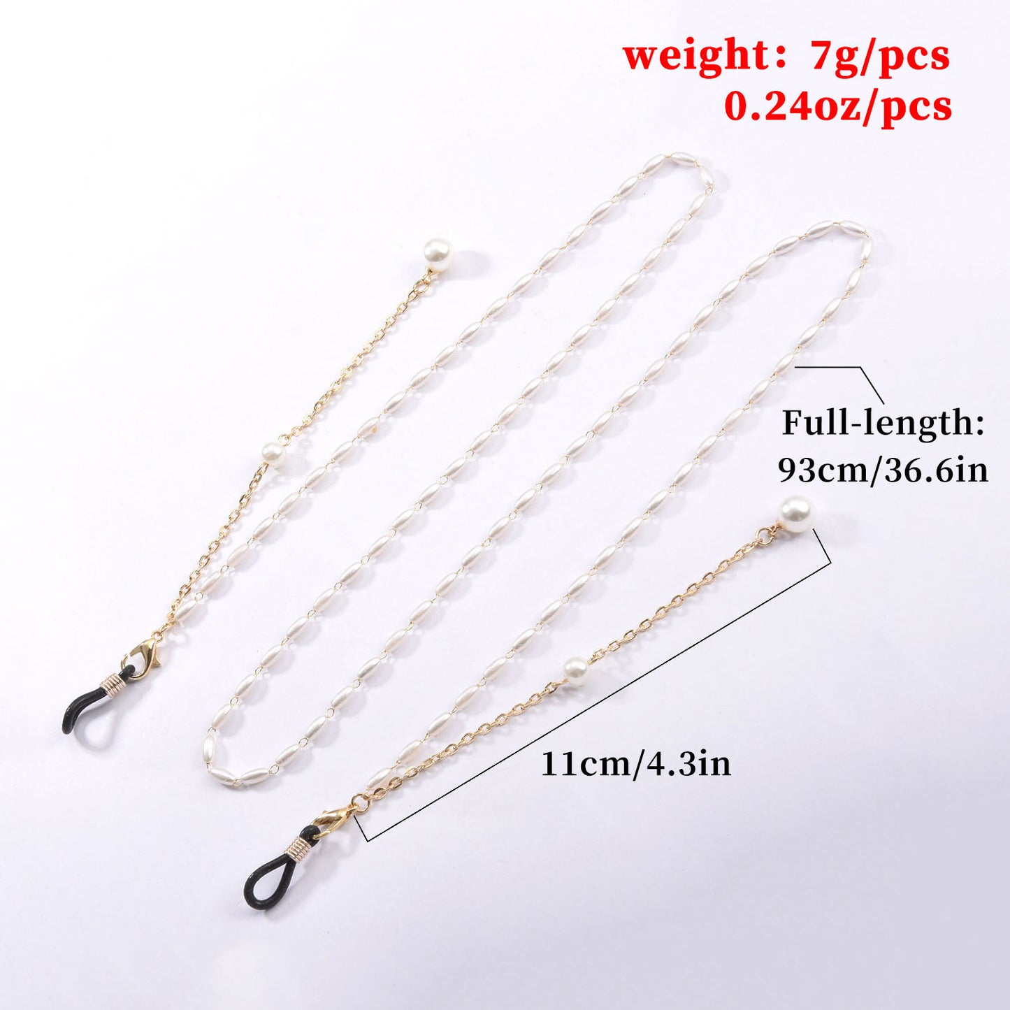 Elegant Alloy Rice Pearl Chain Eyeglass Holder for Women