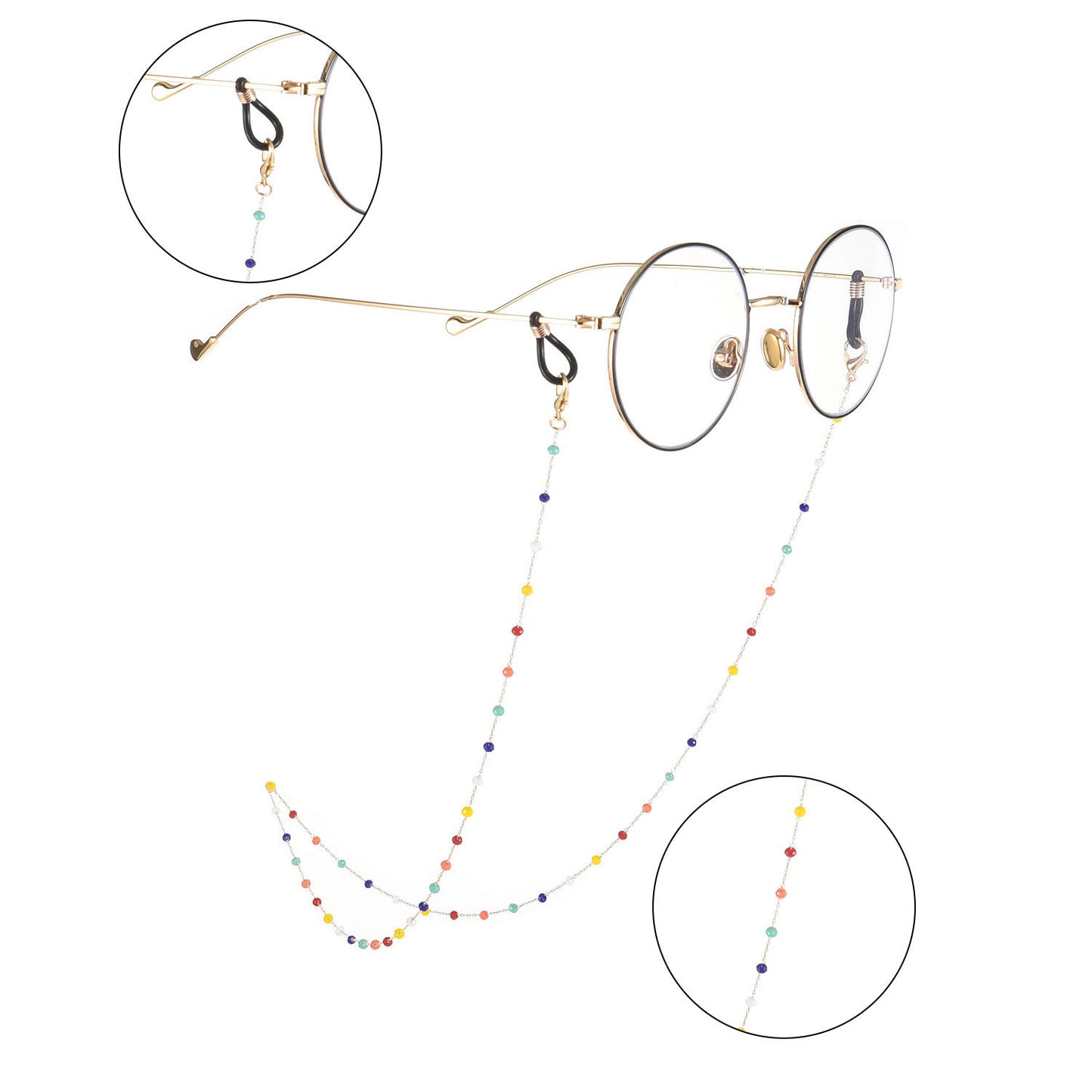 Minimalist Sweet Solid Color Alloy Ball Chain Glasses Chain for Women