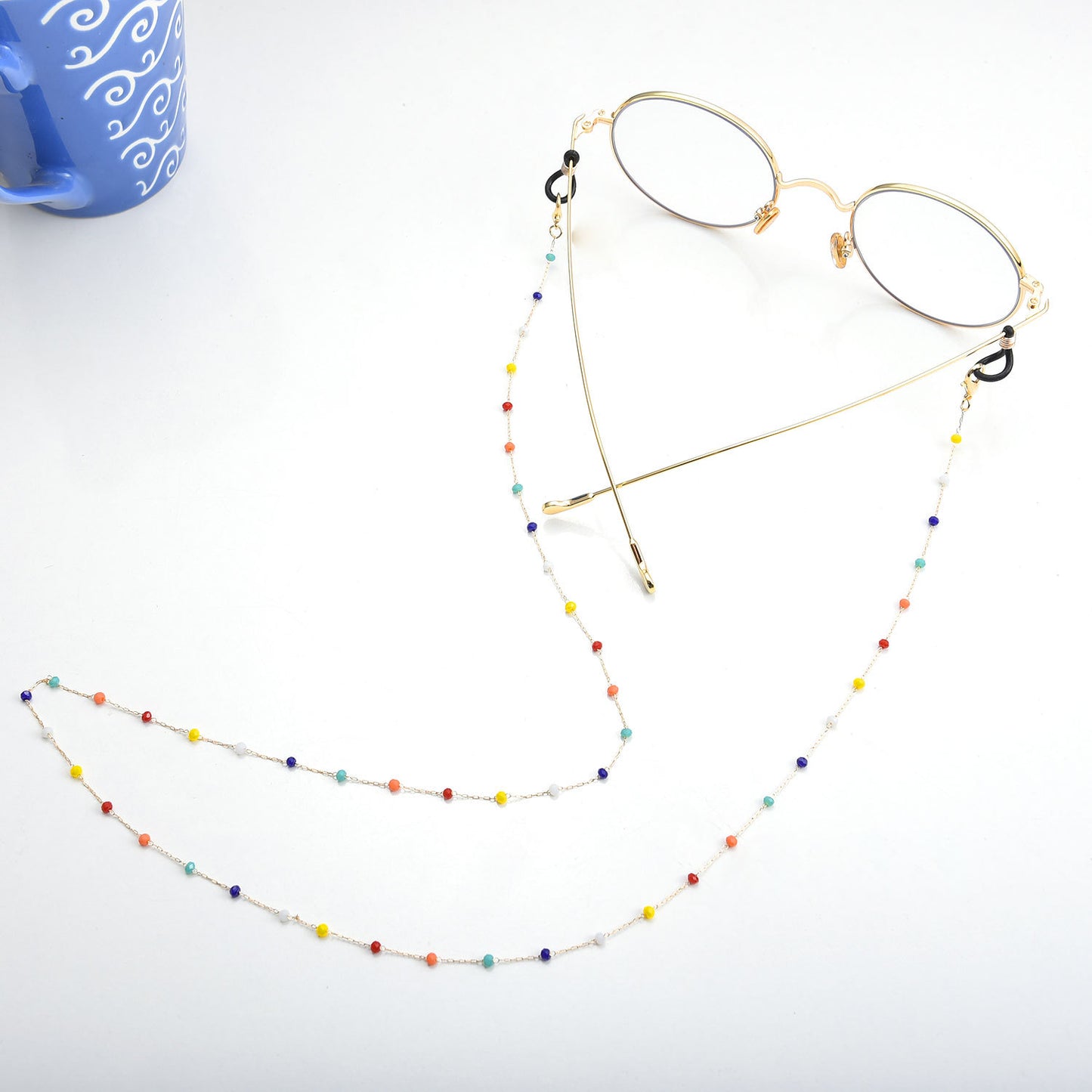 Minimalist Sweet Solid Color Alloy Ball Chain Glasses Chain for Women