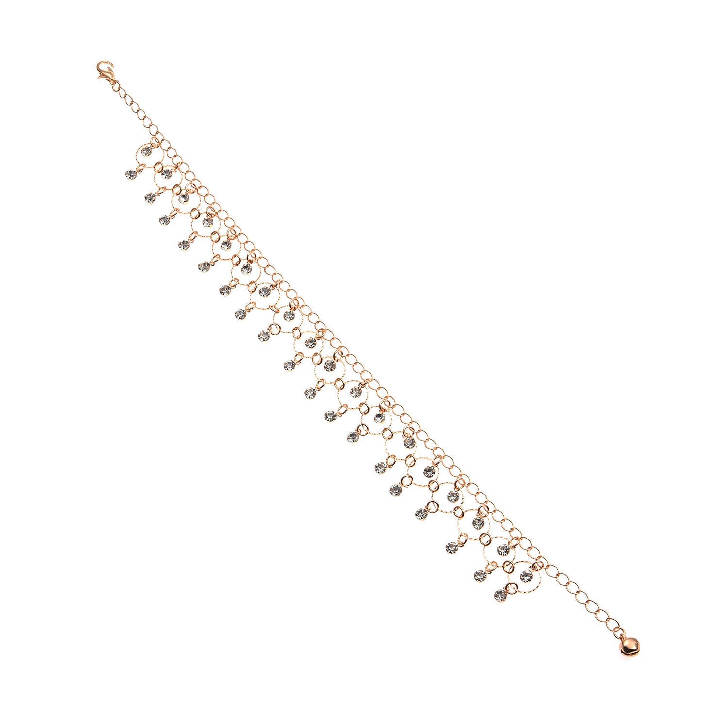 Dance Rhinestone Circular Pendant Anklet for Women Geometric Minimalist Alloy Anklet for Beach or Vacation