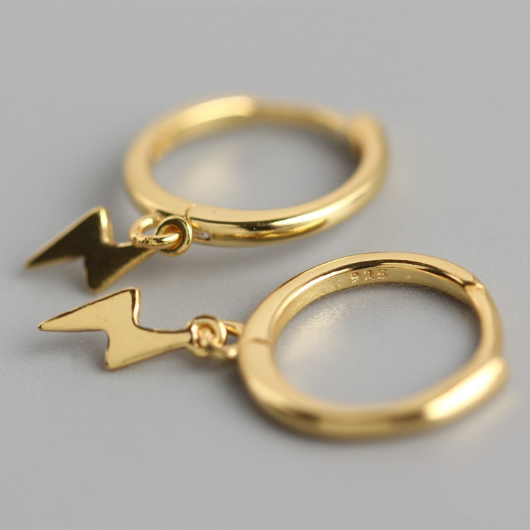 Orecchini a forma di fulmine lucidi, minimalistici e dolci, in argento sterling 925, da donna