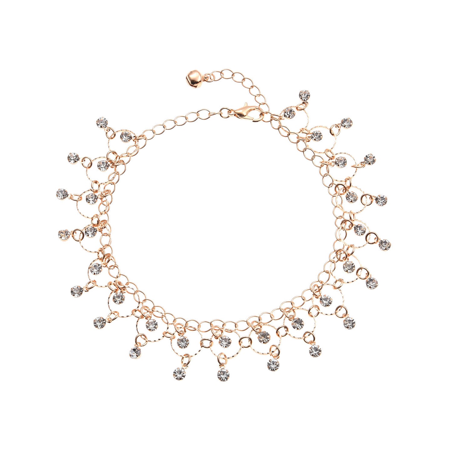Dance Rhinestone Circular Pendant Anklet for Women Geometric Minimalist Alloy Anklet for Beach or Vacation