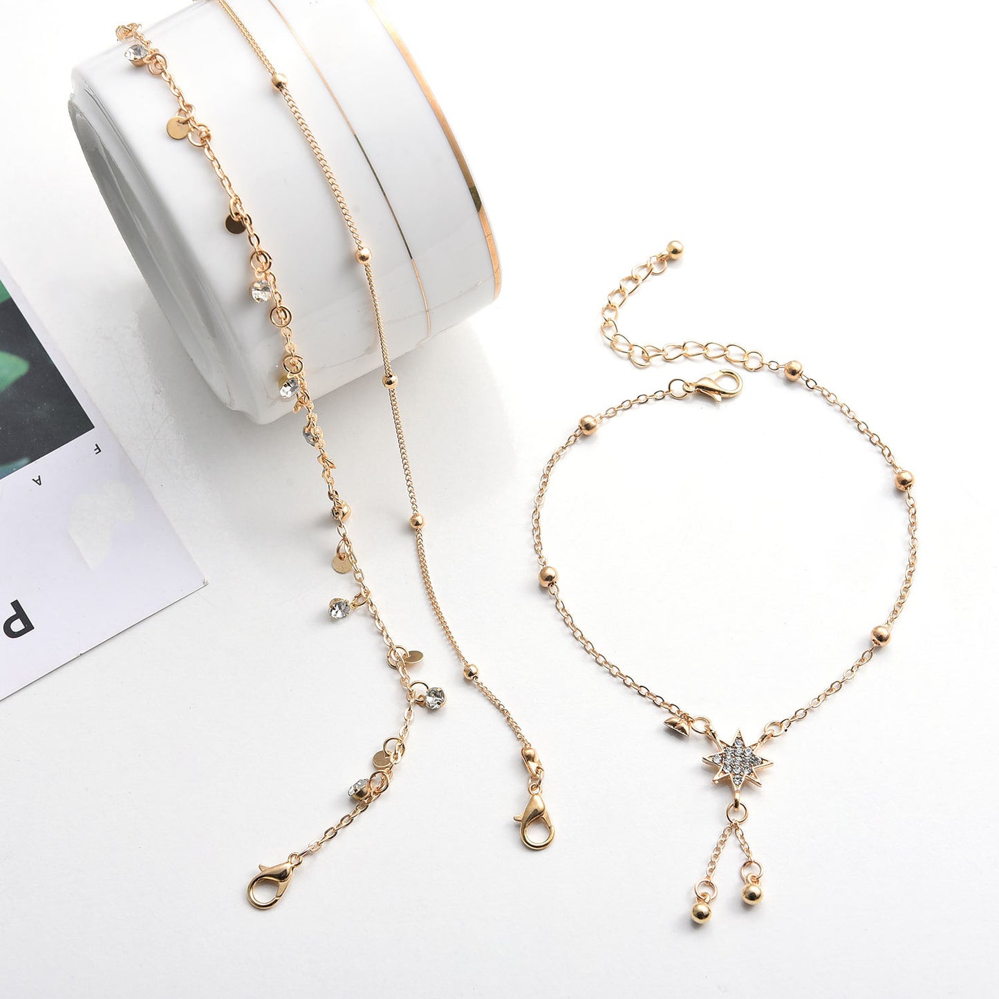 Multi-Layer Star Alloy Anklet for Women Handmade Bohemian-Style Summer Beach Foot Jewelry