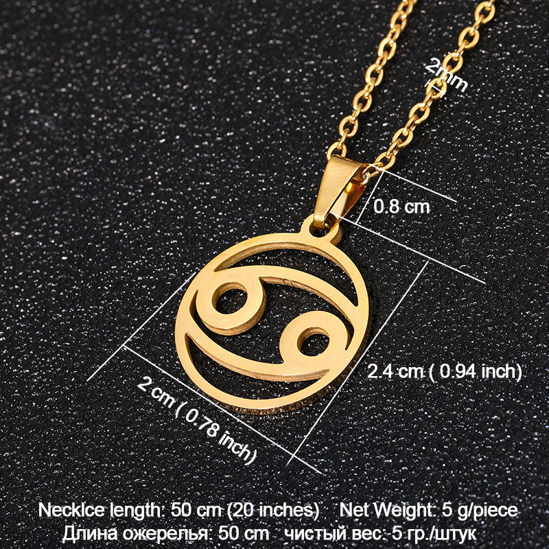 Collana Segno Zodiacale Acciaio Inossidabile Catena a O Ciondolo Moda Minimalista per Regalo di Compleanno Unisex
