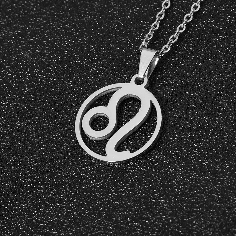 Collana Segno Zodiacale Acciaio Inossidabile Catena a O Ciondolo Moda Minimalista per Regalo di Compleanno Unisex