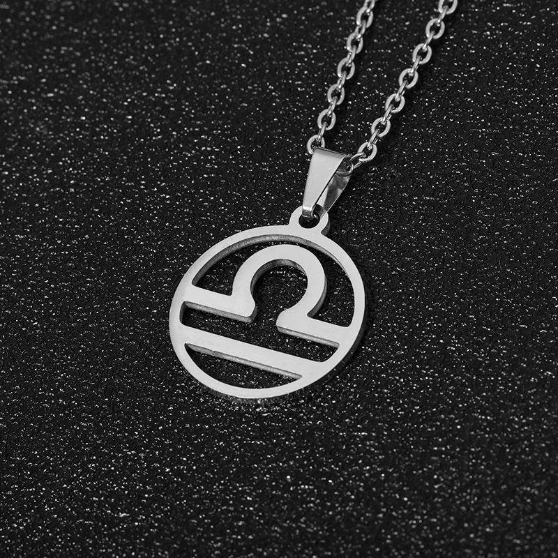 Collana Segno Zodiacale Acciaio Inossidabile Catena a O Ciondolo Moda Minimalista per Regalo di Compleanno Unisex