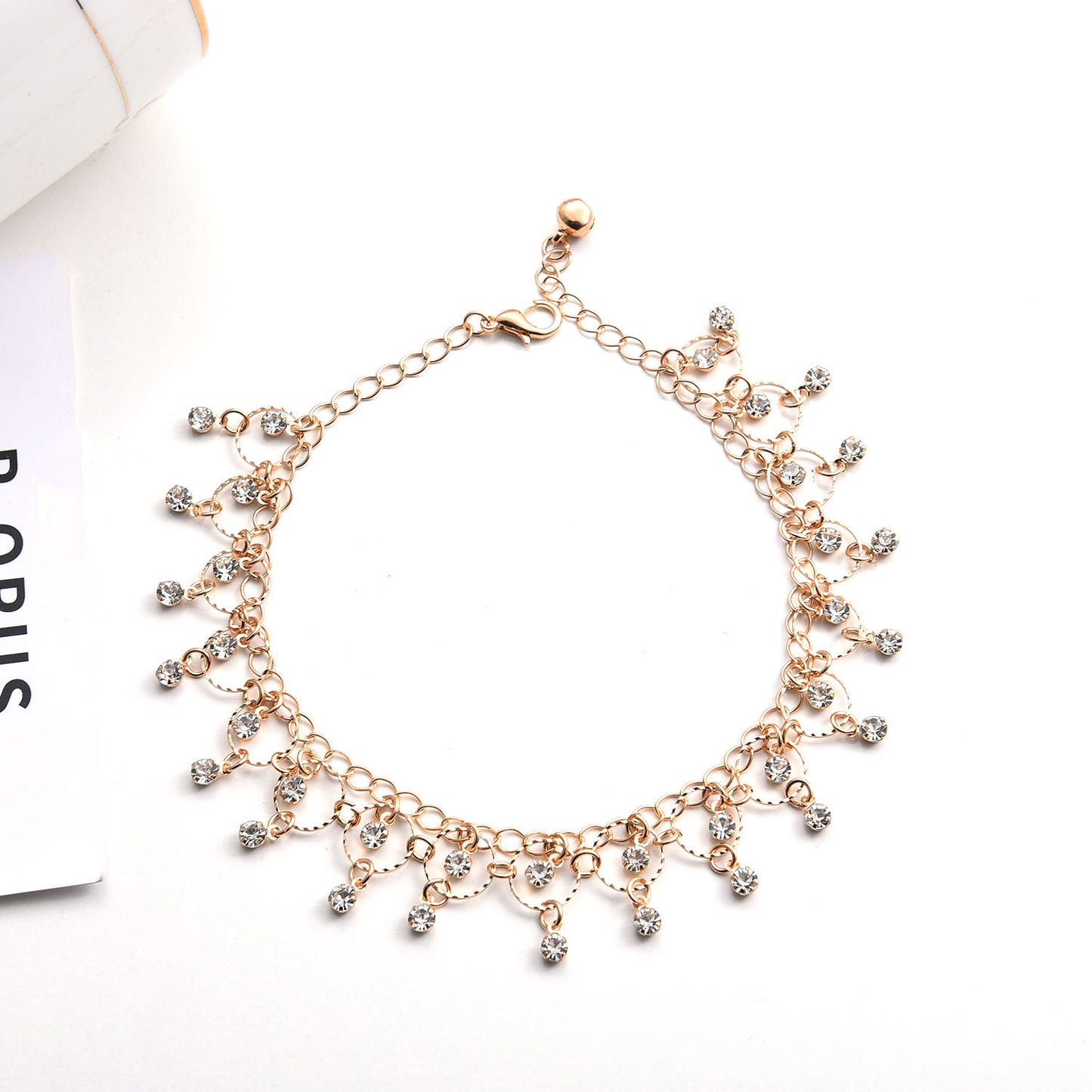 Dance Rhinestone Circular Pendant Anklet for Women Geometric Minimalist Alloy Anklet for Beach or Vacation