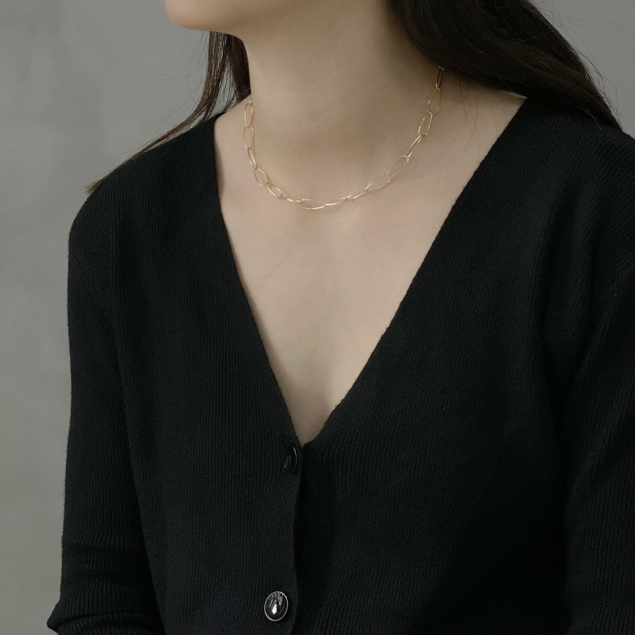 Minimalist 925 Sterling Silver Geometric Oval Plated Choker Necklace for Women