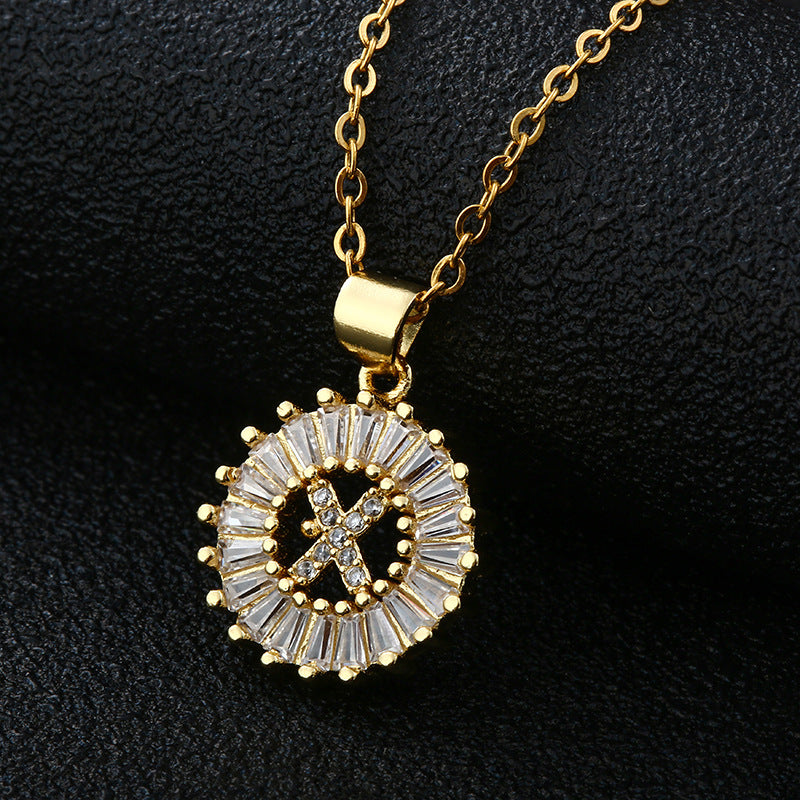 Collar con Letra para Mujer, Colgante de Cobre con Circonita Cúbica en Cadena O de Acero Inoxidable, Collar Casual de Moda