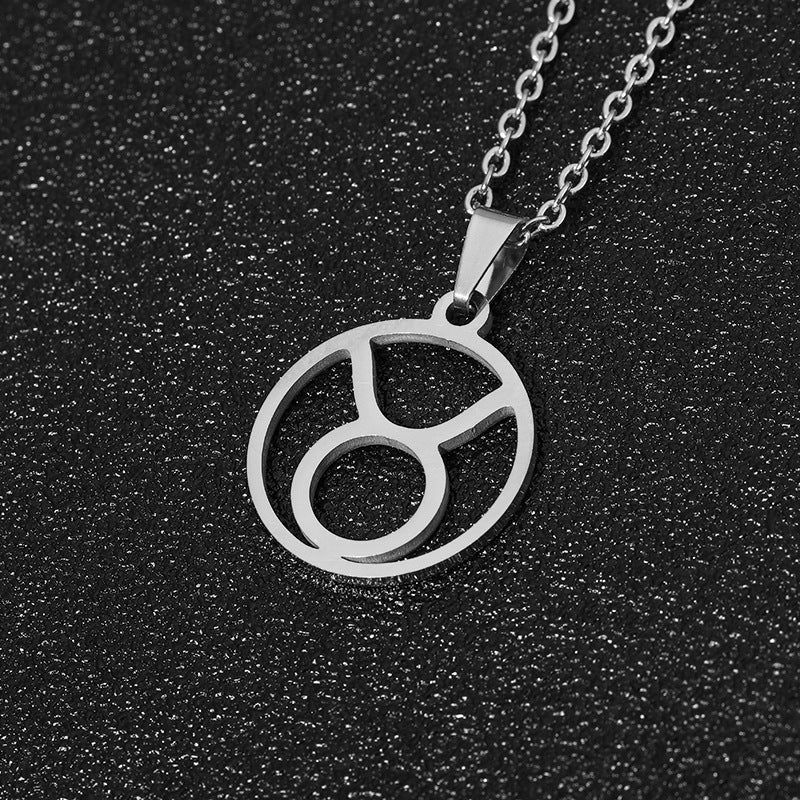 Collana Segno Zodiacale Acciaio Inossidabile Catena a O Ciondolo Moda Minimalista per Regalo di Compleanno Unisex