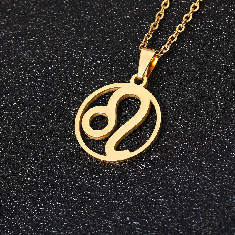 Collana Segno Zodiacale Acciaio Inossidabile Catena a O Ciondolo Moda Minimalista per Regalo di Compleanno Unisex
