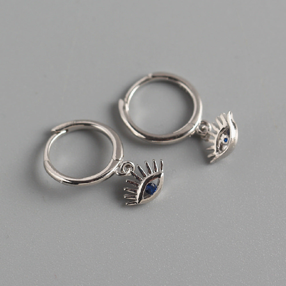 Sweet Punk 925 Sterling Silver Eye Cubic Zirconia Earrings for Women
