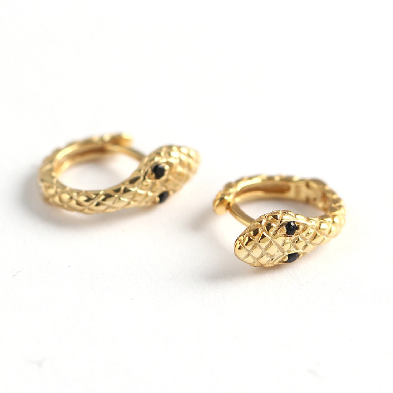 Orecchini a cerchio serpente in argento sterling 925 di lusso Streetwear