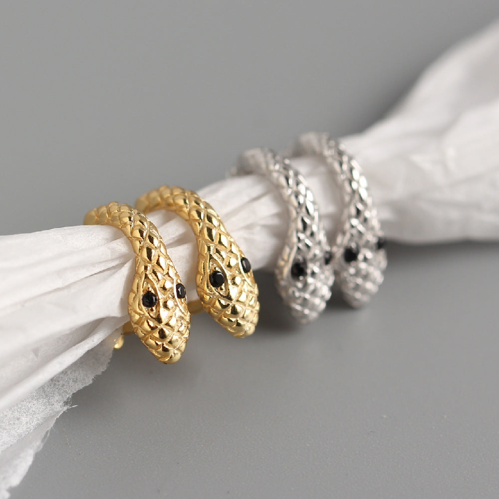 Orecchini a cerchio serpente in argento sterling 925 di lusso Streetwear