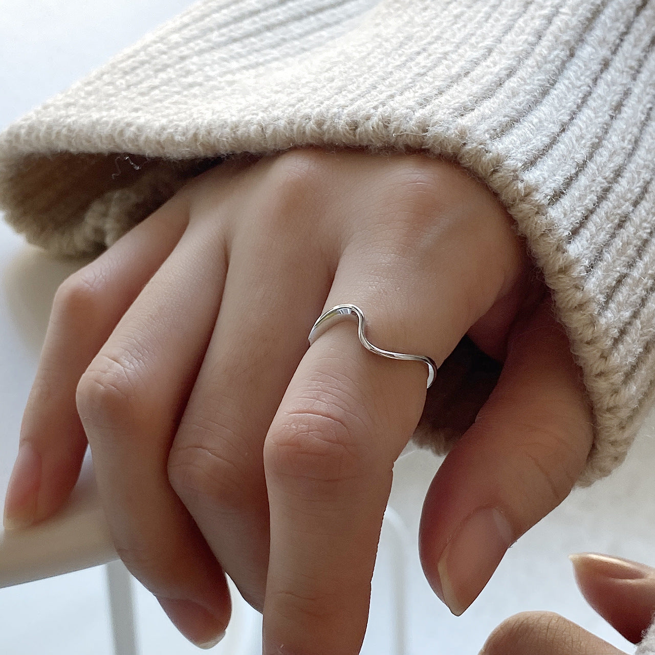 Minimalist 925 Sterling Silver Geometric Ring for Women