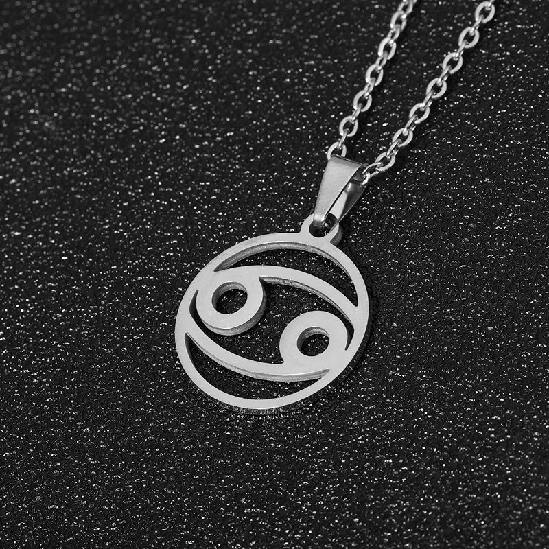Collana Segno Zodiacale Acciaio Inossidabile Catena a O Ciondolo Moda Minimalista per Regalo di Compleanno Unisex