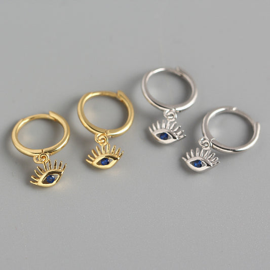 Orecchini da donna Sweet Punk in argento sterling 925 con occhio e zirconi cubici