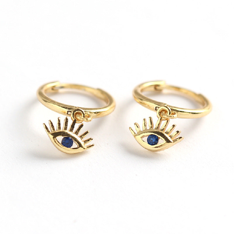 Sweet Punk 925 Sterling Silver Eye Cubic Zirconia Earrings for Women