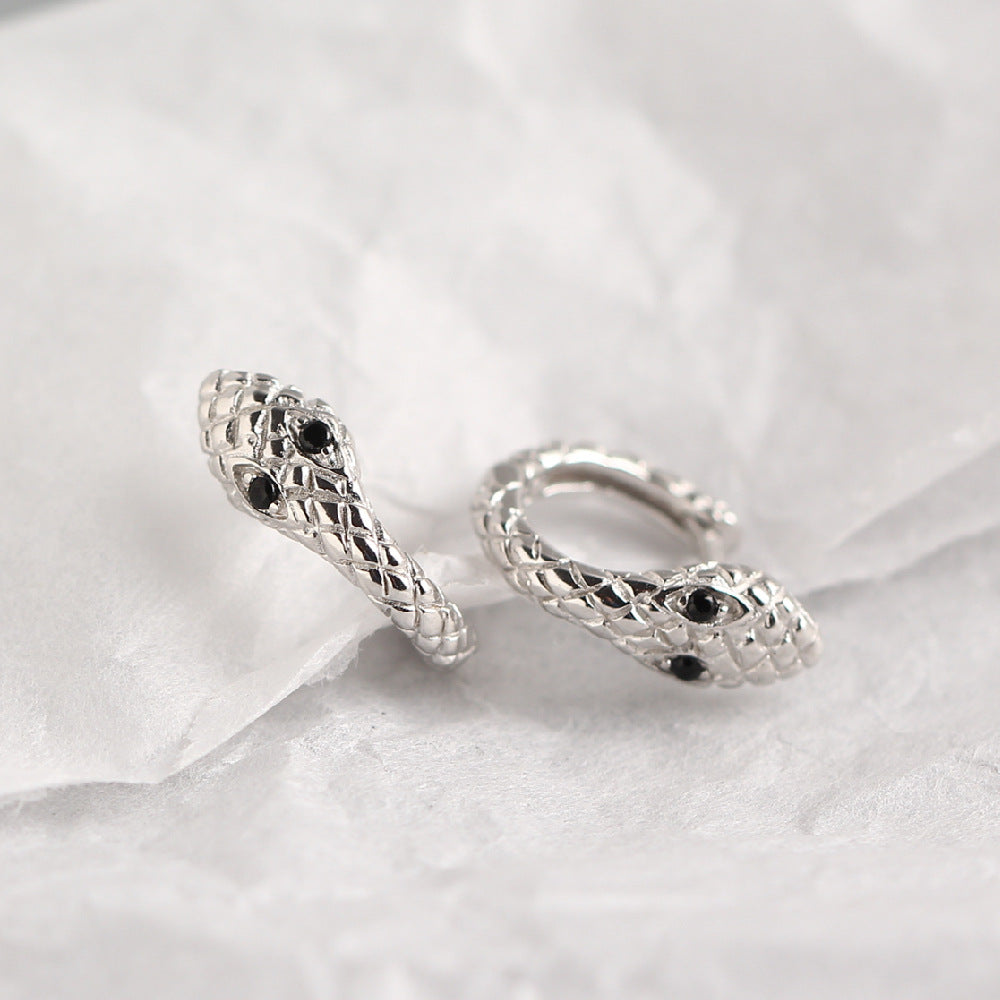 Orecchini a cerchio serpente in argento sterling 925 di lusso Streetwear