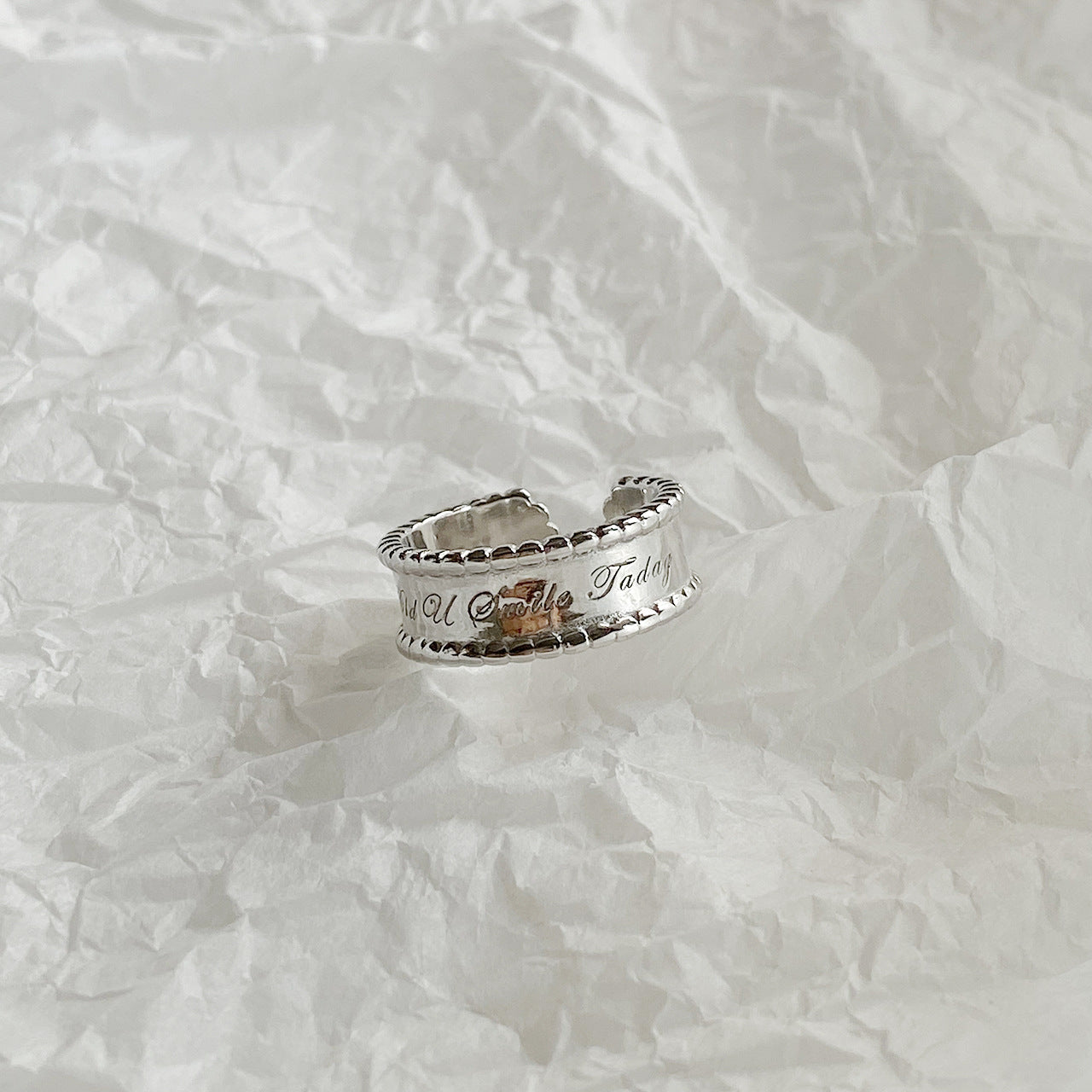 Minimalist 925 Sterling Silver Heart Letter Ring for Women