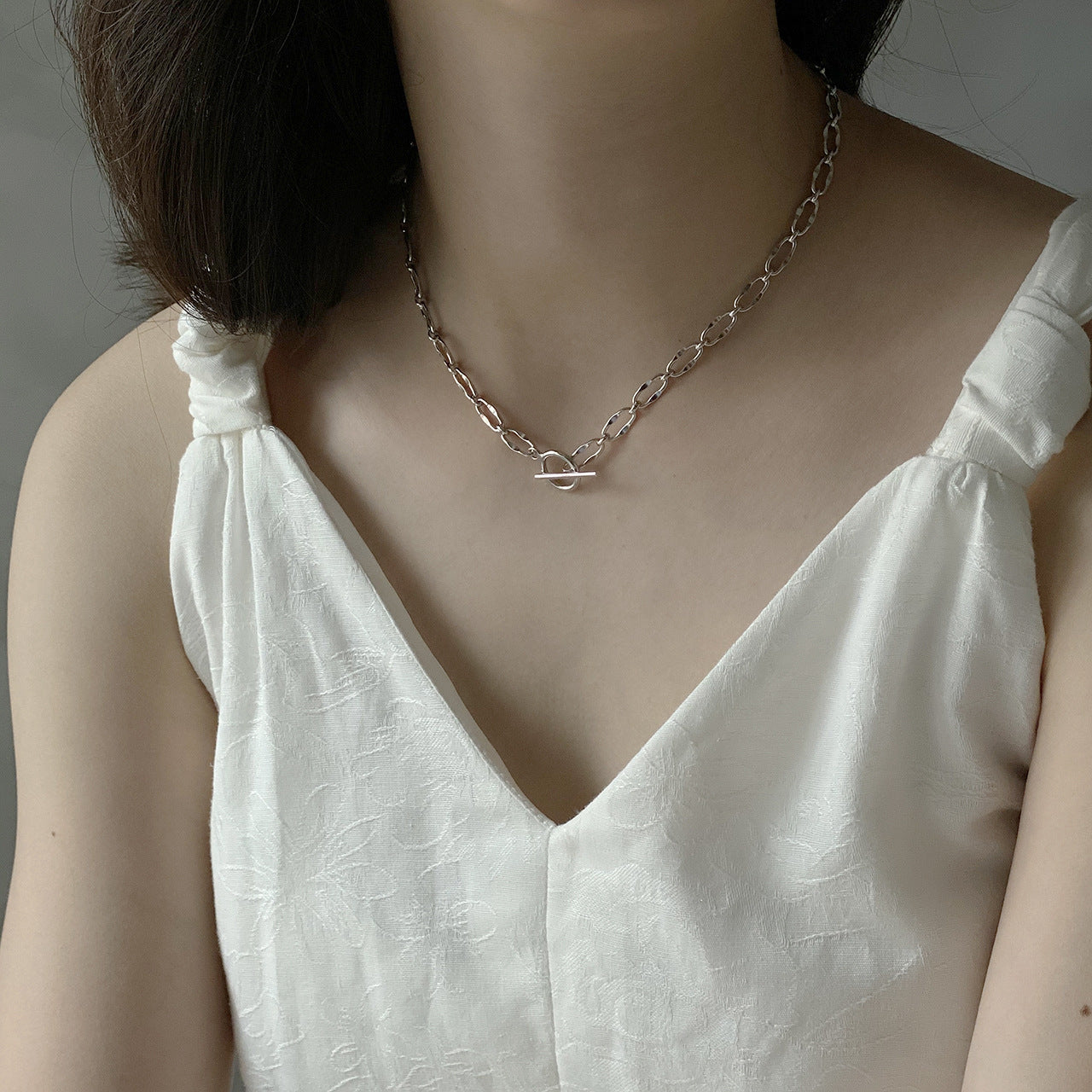 Vintage Minimalist 925 Sterling Silver Geometric Braided Necklace for Women