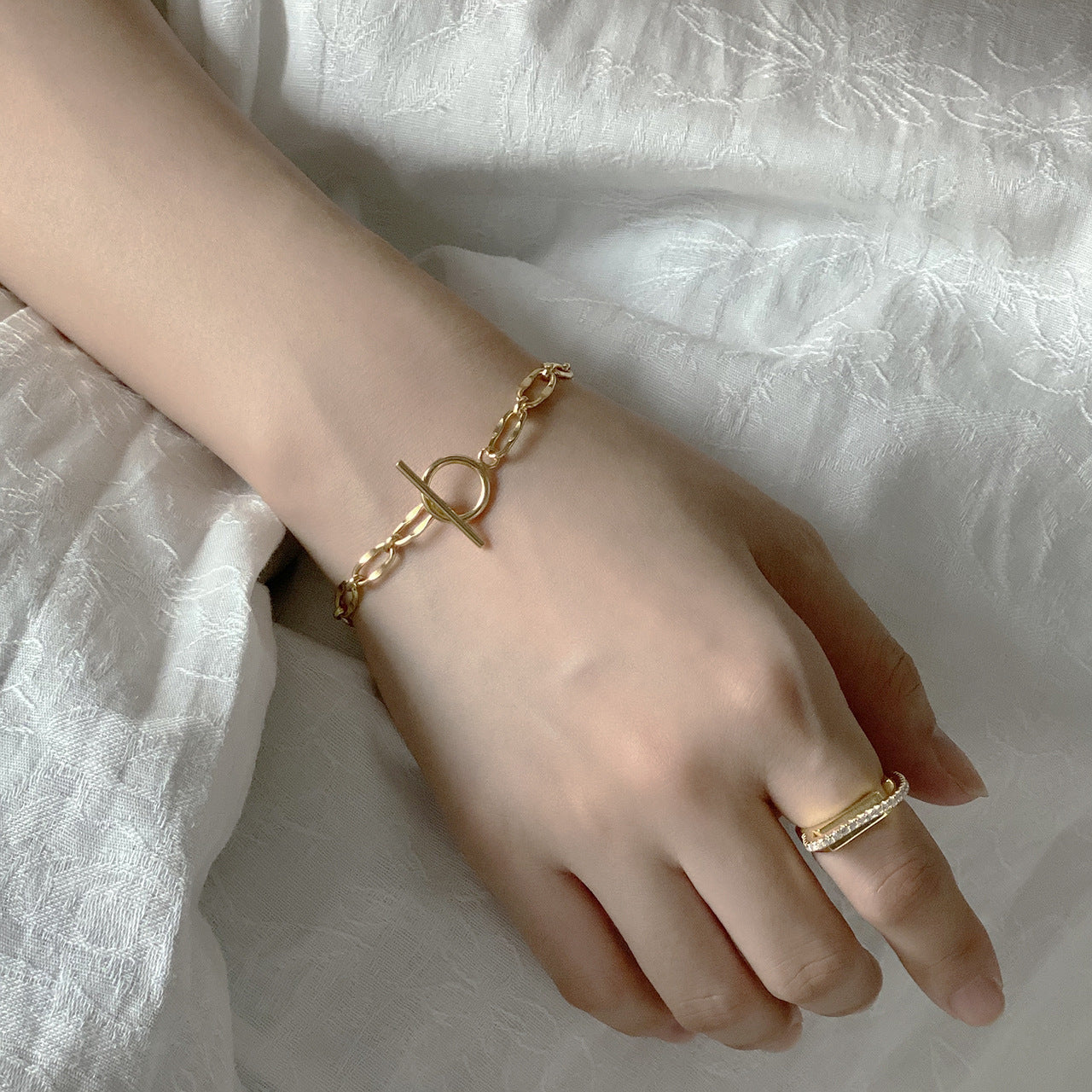 Bracciale da donna a catena grumetta ovale geometrica minimalista in argento sterling 925