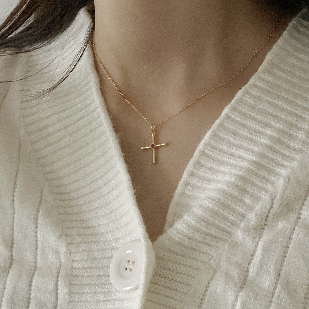 Collana da donna con ciondolo a croce geometrica in argento sterling 925 vintage