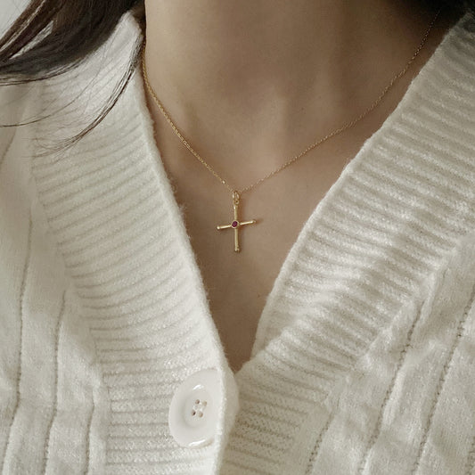 Vintage 925 Sterling Silver Geometric Cross Pendant Necklace for Women
