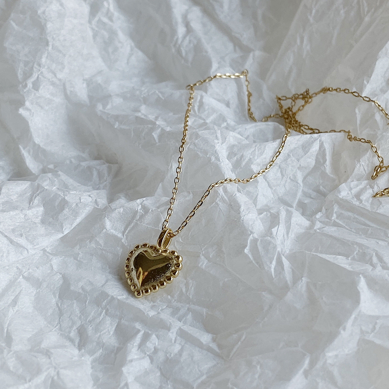 Collana Minimalista Cuore in Argento Sterling 925 Placcato Oro con Ciondolo a Catena