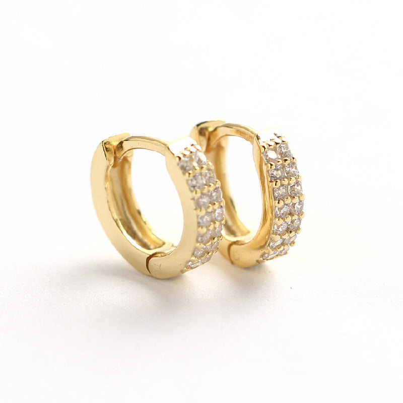 Minimalist 925 Sterling Silver Geometric Round Hoop Earrings with Cubic Zirconia and Crystal Inlay for Women