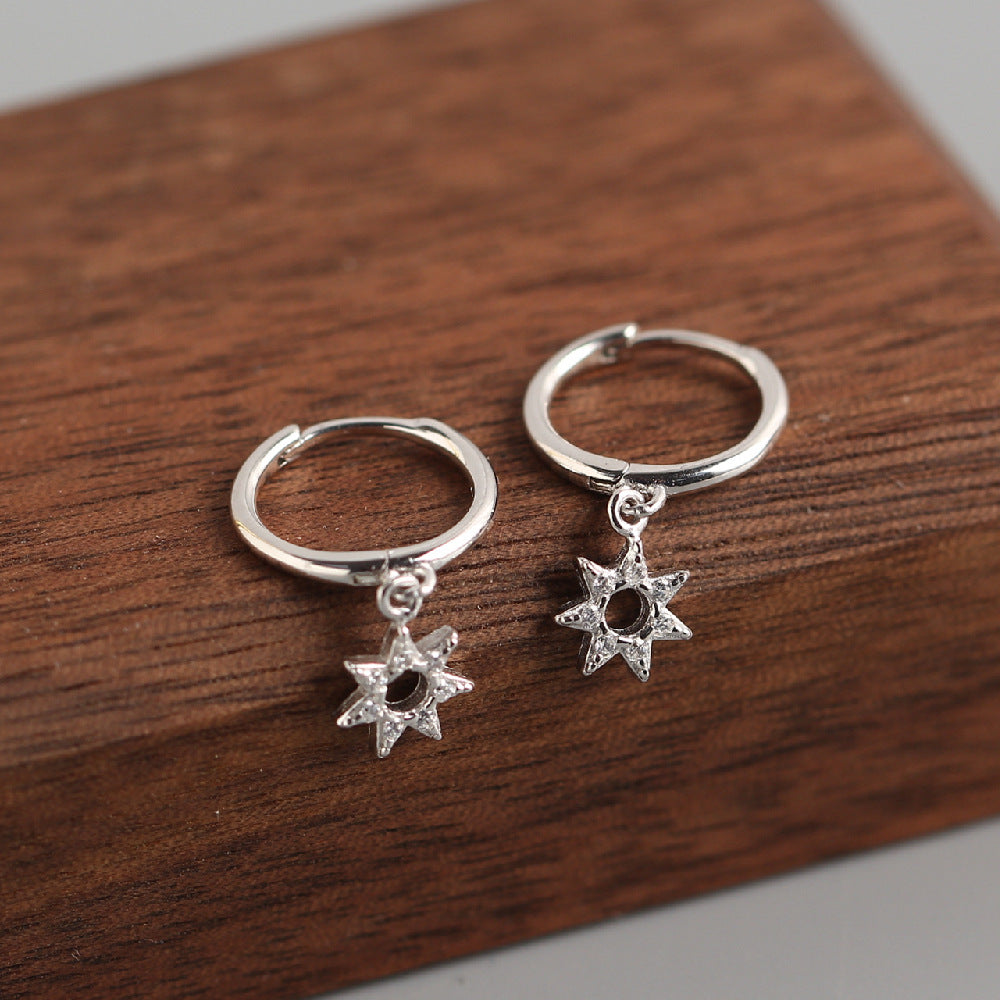 Minimalist Sweet 925 Sterling Silver Star Rhinestone Inlay Earrings