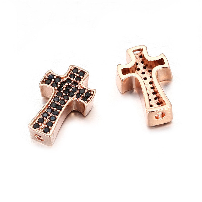 Minimalist Brass Plated Cubic Zirconia Inlay Charm Bar