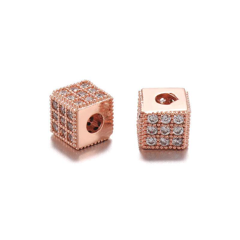 Elegant Square Brass Plated Cubic Zirconia Inlay Charm